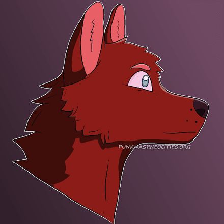 A headshot from the side view of my fursona Metus, a brown wolf.