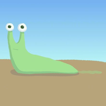 Art of a green slug with a neutral expression.